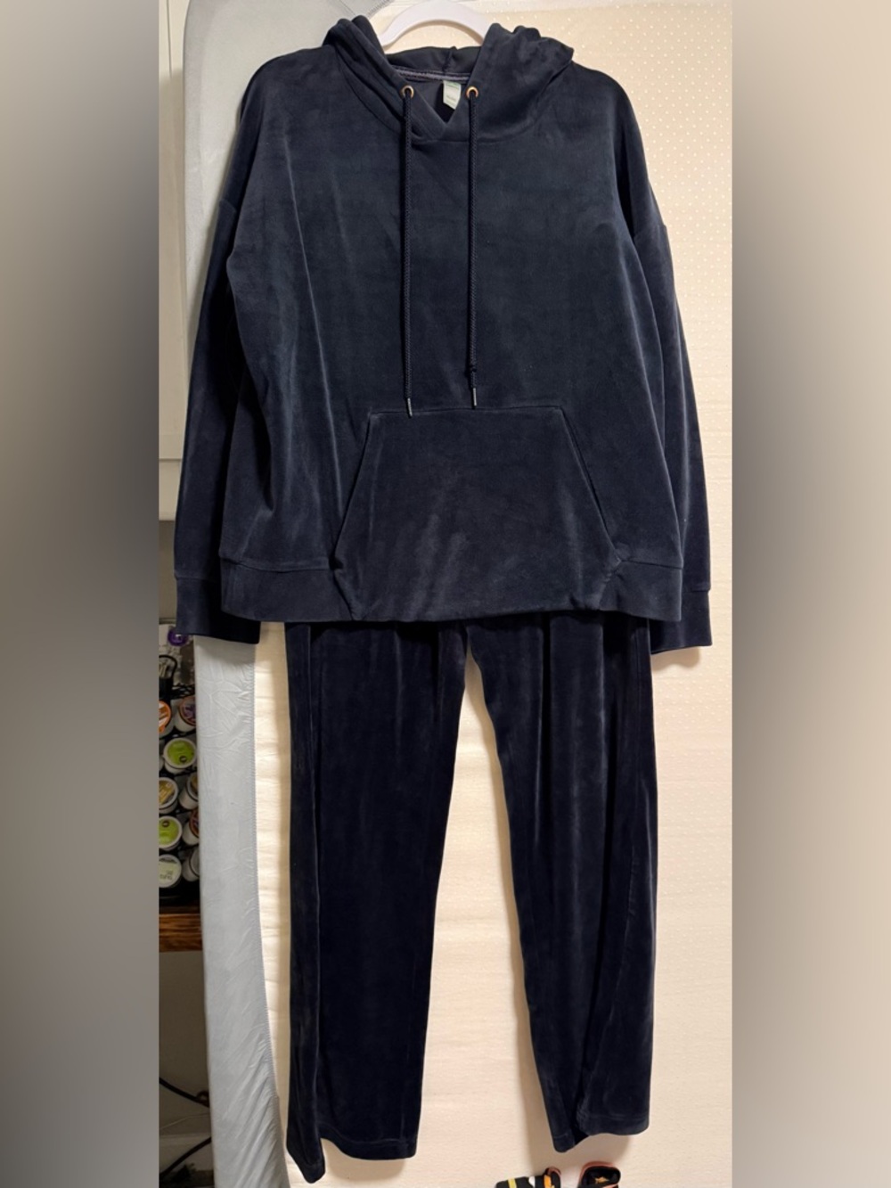 GreenTea black pants and sweatshirt with Gold Accent